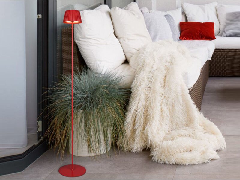 Reality Leuchten - Kabellose Akku Stehlampe suarez dimmbar für Innen & Außen, Rot - 123cm klein