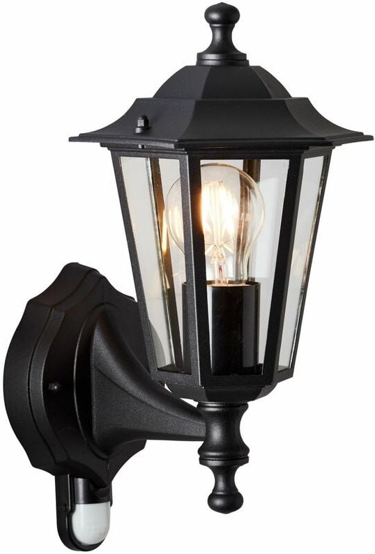 Lampe, Carleen Außenwandleuchte Bewegungsmelder schwarz, 1x A60, E27, 60W, IP-Schutzart: 23 - regengeschützt - Brilliant