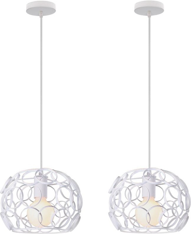 2er Pendelleuchte, Vintage Kronleuchter mit Ø24cm Runden Käfig, Industrielle Stil Hängelampe für Wohnzimmer Esszimmer (W...