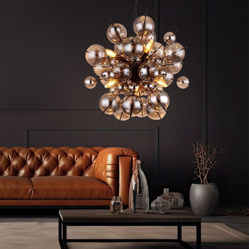 Thumbnail - Pendelleuchte Hängelampe Deckenleuchte Esszimmerlampe Glas Rauchfarbe d 55 cm