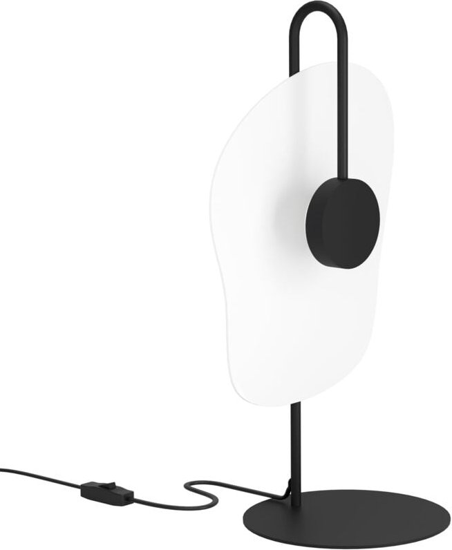 Led Tischlampe Larderia, ausgefallene Nachttischlampe, Tischleuchte aus Metall in Schwarz und Weiß, Tisch Lampe für Wohn...