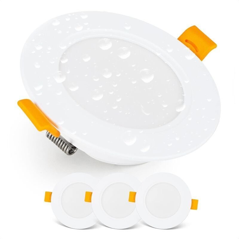 LED-Einbaustrahler, IP54-LED-Deckenspots für Badezimmer und Feuchträume, Kaltweiß (6000 K), 3er-Pack extraflache runde L...
