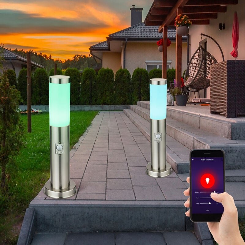 Sockelleuchte E27 Stehlampe Garten Smart Home Außenleuchte Bewegungsmelder, App-Sprachsteuerung dimmbar Timer cct, IP44,...