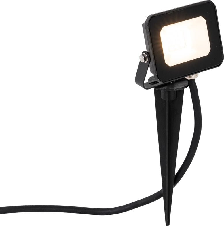 Qazqa - Schwarzer Strahler inkl. led mit Erdungsstift IP65 - Levana