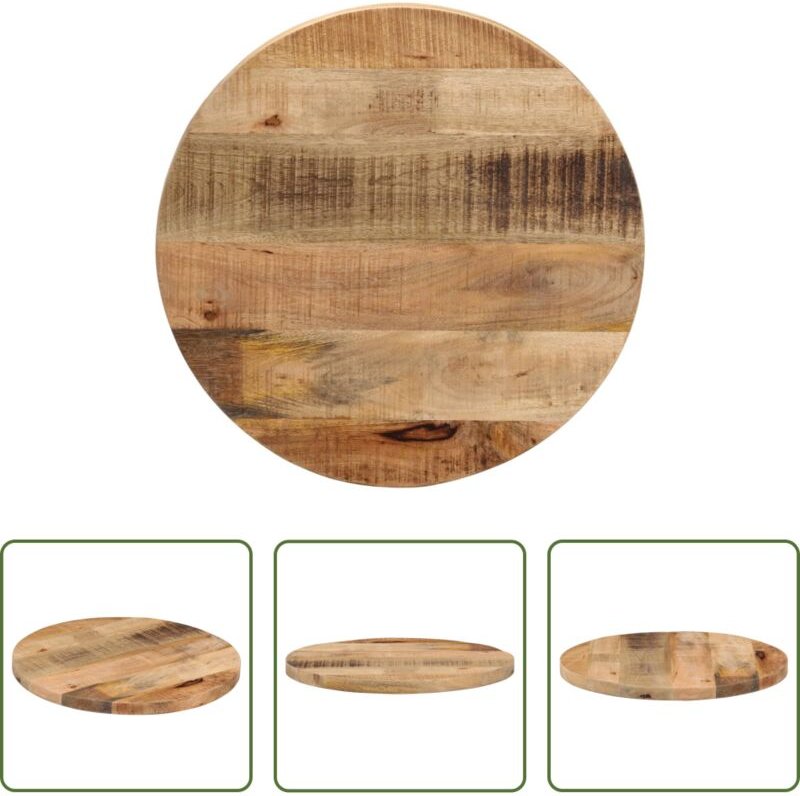 vidaXL Tischplatte - Tischplatte Ø 50x1,5 cm Rund Raues Massives Mangoholz