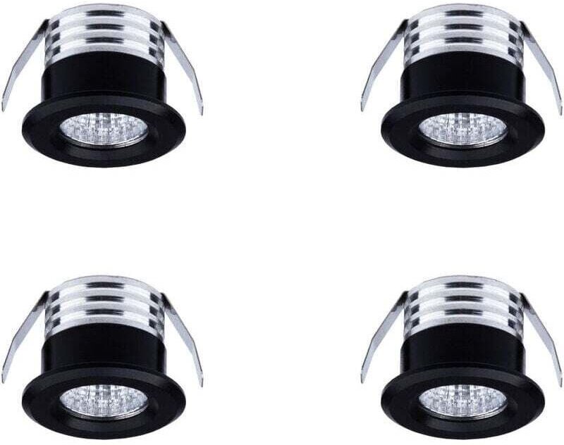4er-Set Mini-LED-Einbaustrahler, 3 W, warmweiß schwarz