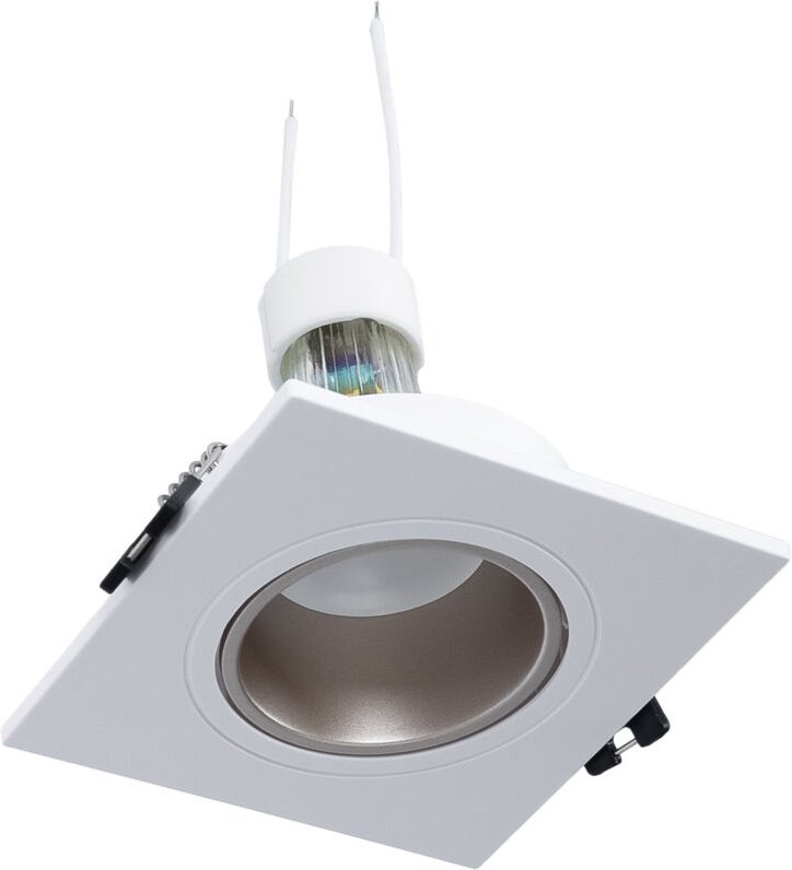 Einbaustrahler Set eckig 93x93mm (weiß/champagner) + Glühbirne