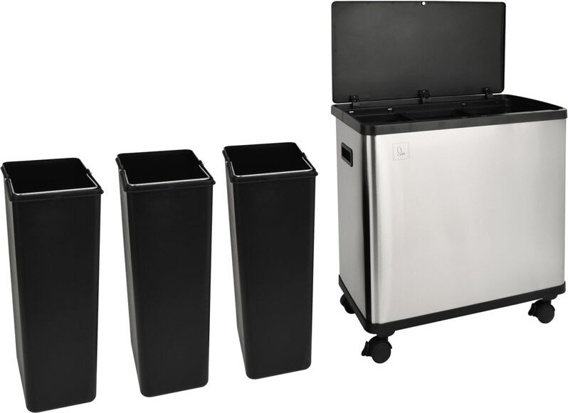 SVITA SR3X18 54L Sensor-Mülleimer 3 Fächer Mülltrennsystem Edelstahl Silber