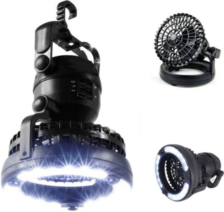 Tragbare LED-Campingleuchte mit Deckenventilator – Notbeleuchtung und Hurrikankühlung – praktische Gartenlampe für Zuhau...