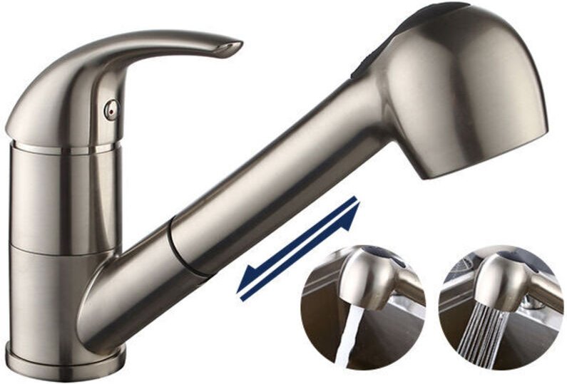 Homelody® Küchenarmatur mit Ausziehbrause, 2-Strahl-Küchenmischer, gebürstete Oberfläche
