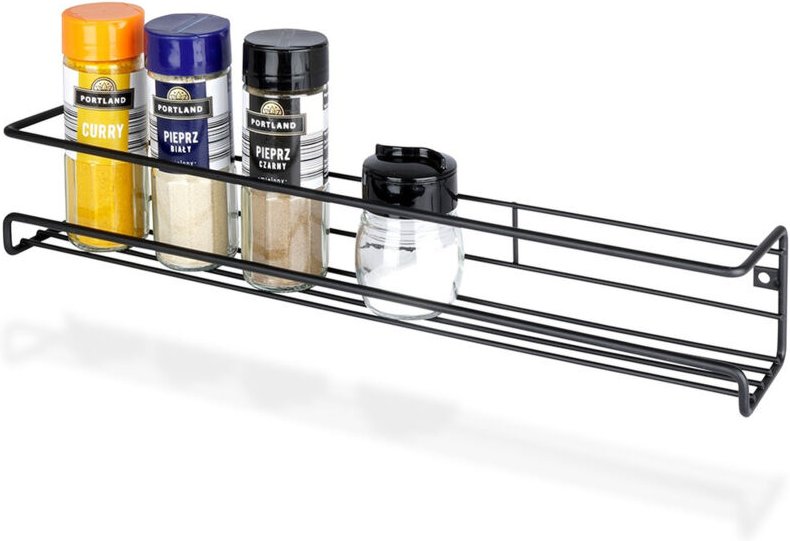 Awelco - Wall mounted black metal shelf for spices and cosmetics