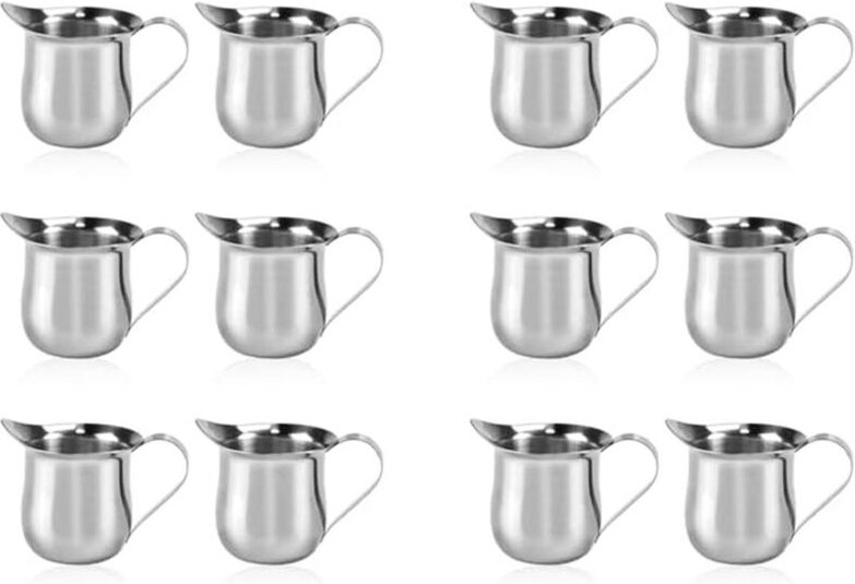 12 StüCk GlockenweißEr, 90 Ml/3 Unzen, Mini-MilchkäNnchen Aus Edelstahl, Mini-Kaffeekanne, MilchaufschäUmkrug