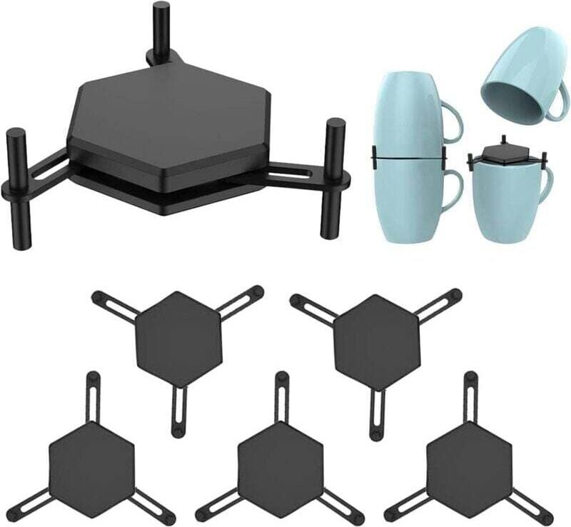 Organizer per tazze da caffè, impilabile per 6 tazze, tazze da caffè impilabili, contenitore per tazze, tazze da tè e ta...