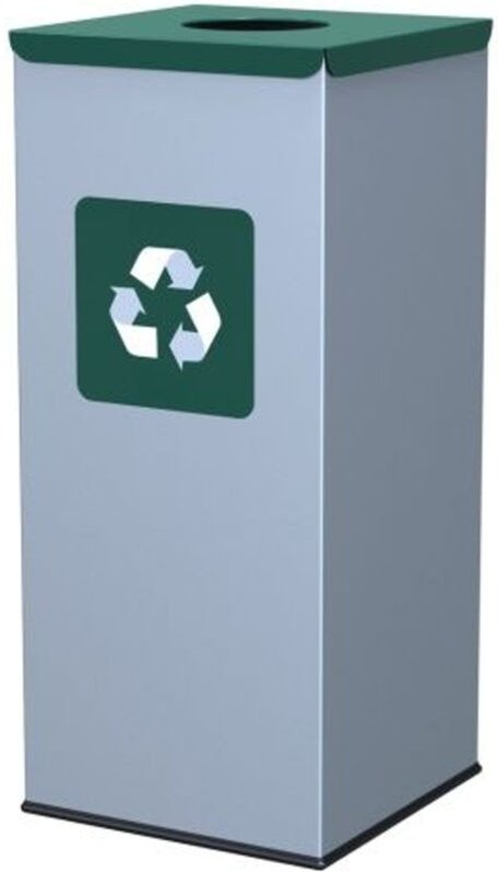 Metall-Mülleimer 30x30x70cm 60L GLAS - grüner Deckel