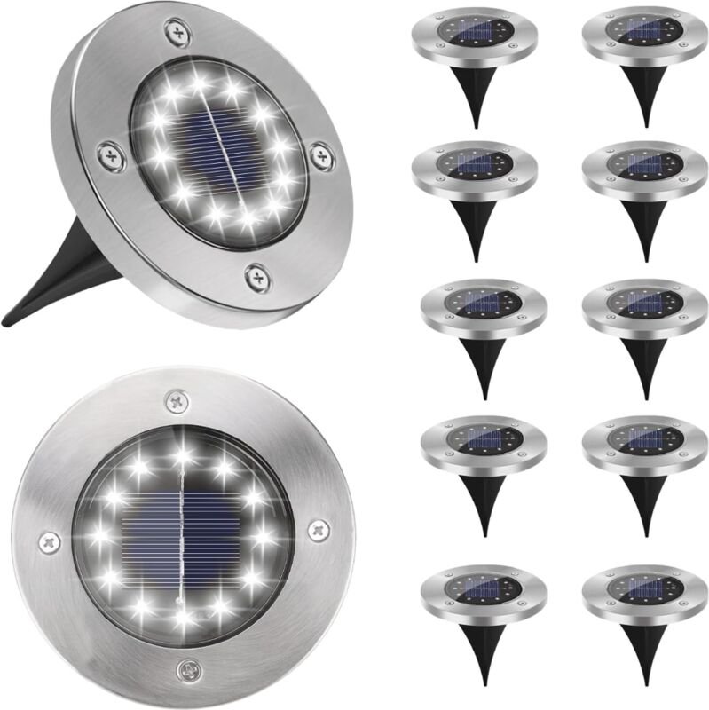 Ulisem Solarleuchten für den Außenbereich, wasserdicht, 12er-Pack, helle Solarleuchten mit 12 LEDs, Solar-Gartenleuchten...