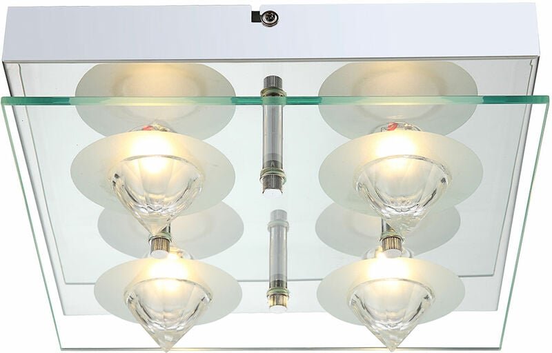 20 Watt led Design Leuchte Lampe Chrom Glasplatte klar Kristalle Globo 4941201-4 ramiro