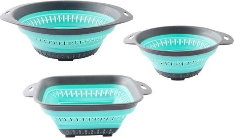 BEBUSINGOTO (Grün, 3er-Pack) Faltbarer Abtropfkorb für die Küche, multifunktionaler Abtropfkorb aus Silikon für die Küch...