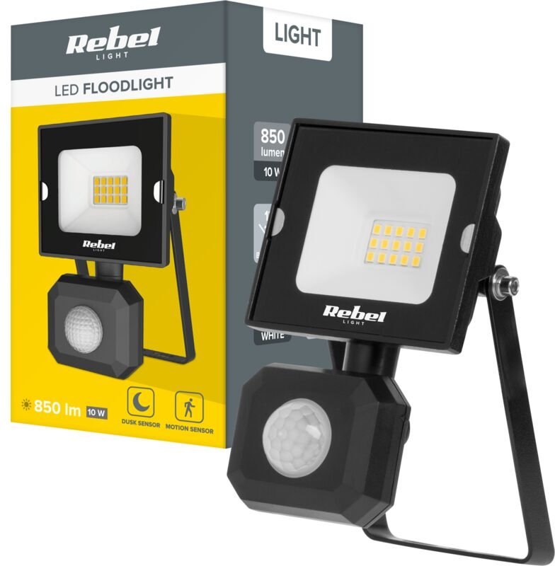 Halogen-LED-Scheinwerfer, 10 W, Dämmerungssensor, Bewegungsmelder, IP44