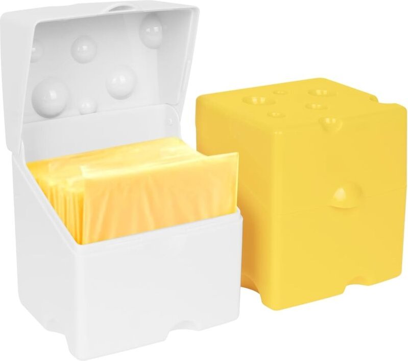2 Käsescheibenbehälter aus ABS-Kunststoff mit Klappdeckeln, auslaufsicher, zur Aufbewahrung im Kühlschrank