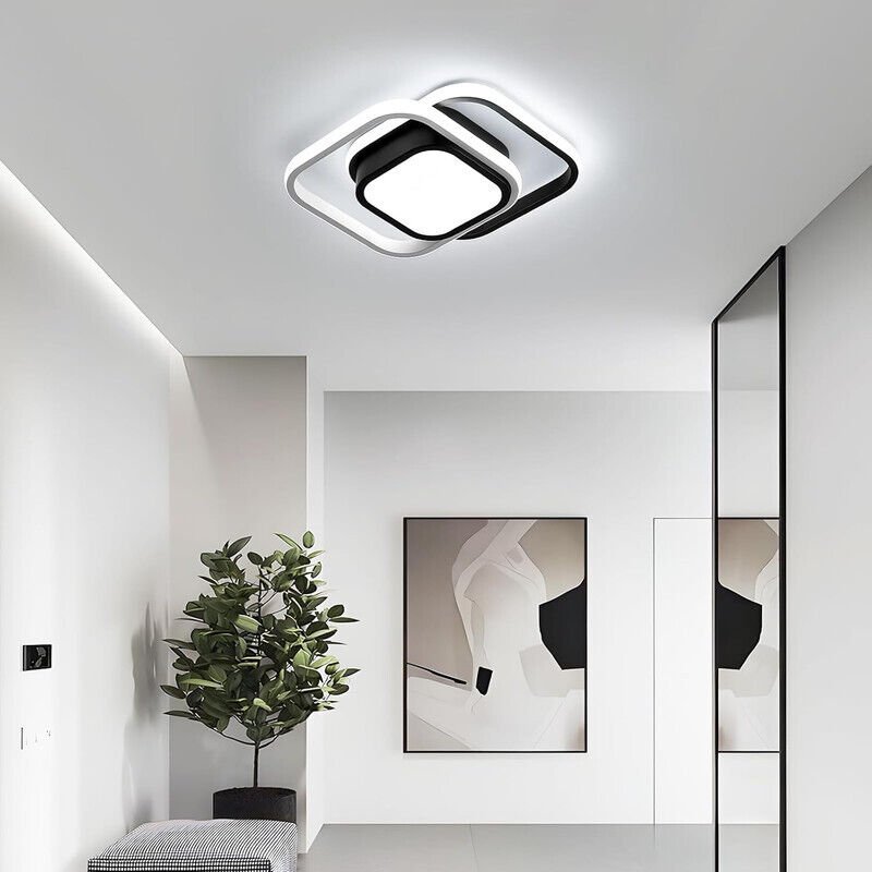 COMELY Doppelte quadratische LED-Deckenleuchte, schwarz-weiß, 32 W, 6500 K Weißlicht, für Wohnzimmer, Büro, Küche, moder...