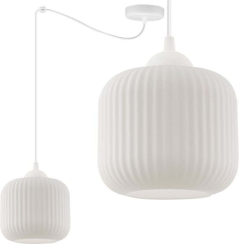 Hängelampe Spider Riffle Weiß 1 Flacher Weißer Zylinder Lampenschirm E27