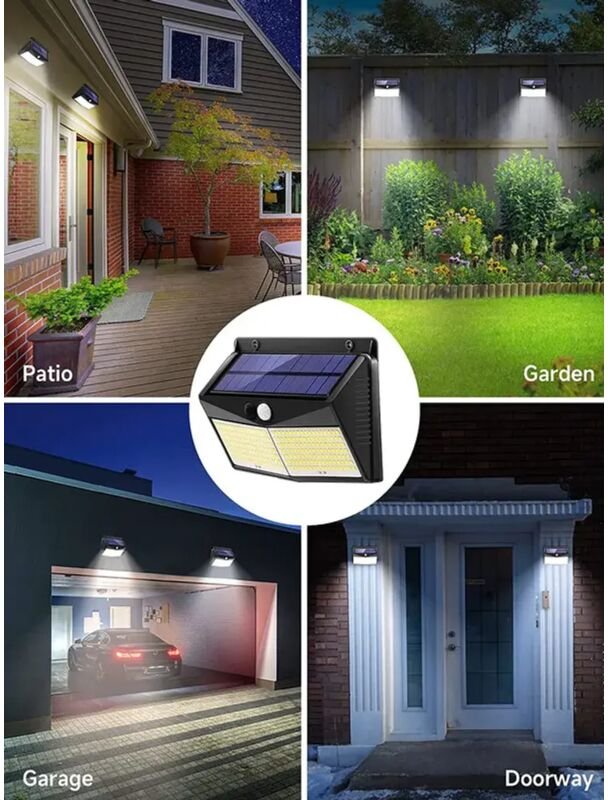 248 LED Solar-Außenwandleuchte mit Bewegungsmelder, wasserdicht, für Terrasse und Garten, 2 Stück