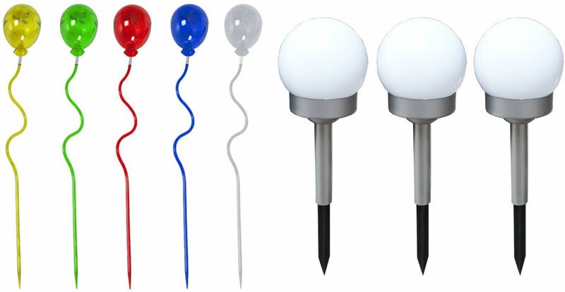 Solarleuchte Stecklampe Solar Luftballon bunt Außen Solarlampe Kugelleuchte Garten, Erdspieß, 5x Ballon 3x Kugeln, 8er S...