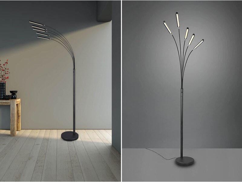 Led Stehleuchte reed 5 Arme Metall Schwarz, dimmbar - 195cm hoch