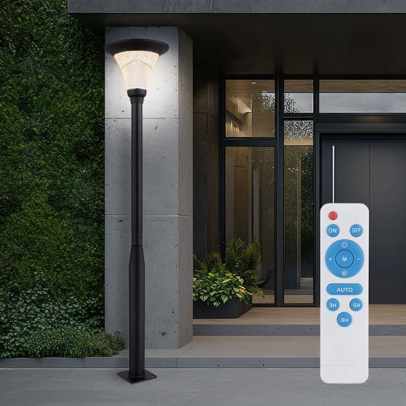Solarlampe Wegeleuchte Außenstehlampe schwarz cct Alu Gartenlampe led h 336 cm