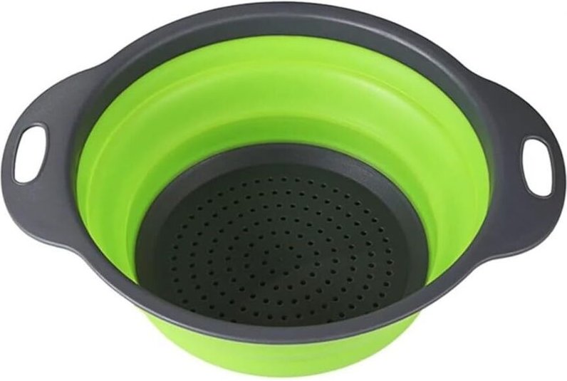 Faltbarer Abtropfkorb aus Silikon für Gemüse und Obst, runde Abtropfschüssel mit Griff, klappbarer Lebensmittel-Filterko...