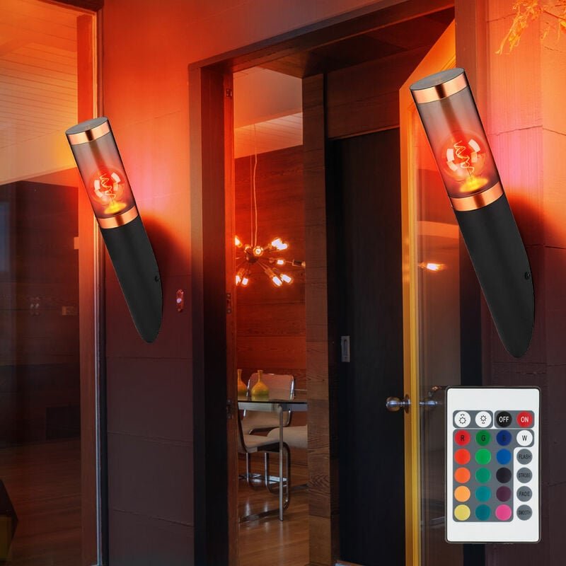 Thumbnail - Wandleuchte dimmbar mit Fernbedienung LED Außenwandlampe Garten kupfer rauch Wandlampe Fackel Aussen, RGB Farbwechsel, s...