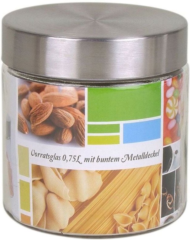 Thumbnail - Vorratsglas 0,75 Liter mit Metalldeckel Frischhaltedose Vorratsdose Glasbehälter