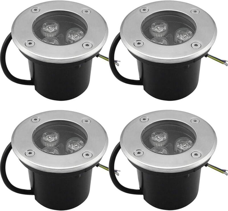 Unterirdische Lichter, Warmweiße led Unterirdische Gartenbeleuchtung, Außenbeleuchtung-IP68 AC85-265V (4er Pack, 3W) - R...