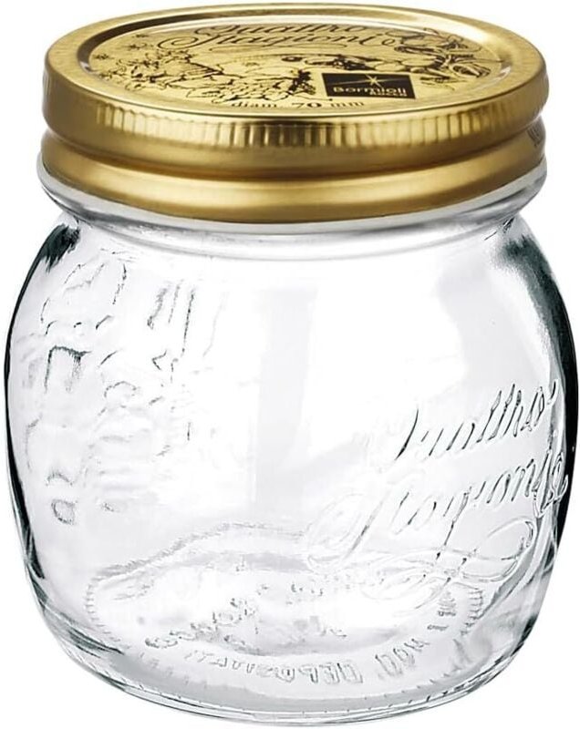 Bormioli Rocco - Quattro Stagioni 12 Stück, Inhalt 250 ml, mit Deckel goldfarben