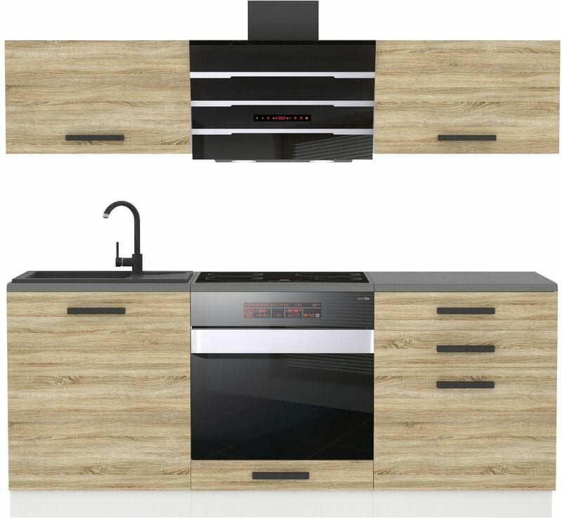 Küchenzeile Küchenblock Sophia - Küchenmöbel 180 cm Einbauküche ohne Elektrogeräten mit Hängeschränke und Unterschränke,...