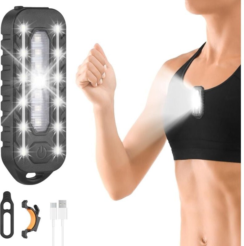 LED Clip Lampe, 5 Lichtmodi Lauflicht Klein Stirnlampe Einstellbare Stirnlampe USB Lampe IPX4 Wasserdicht Wiederaufladba...