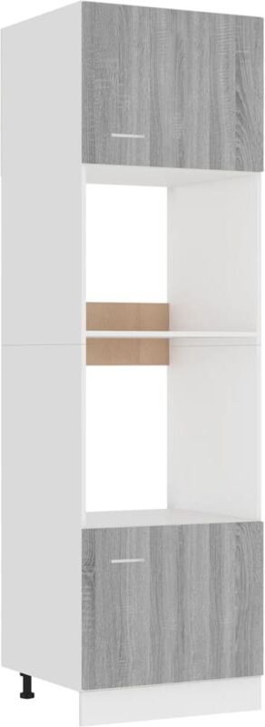 Mikrowellenumbauschrank Grau Sonoma 60x57x207 cm Holzwerkstoff - Vidaxl