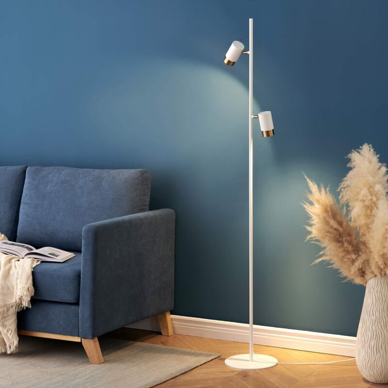 Weiße Stehleuchte mit zwei schwenkbaren Spots - Elya