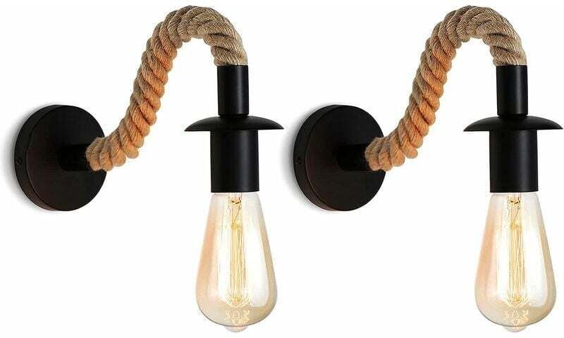 Wohnzimmer- und Eingangswandleuchte, Vintage-Hanfseil-Wandleuchte, industrielle Wandleuchte, Idee E27-Beleuchtungskörper...