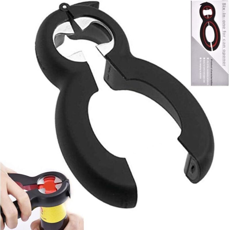 6-in-1 Multifunktions-Glasöffner, 6-in-1 Dosenöffner, Glaszange, Flaschenöffner und Schraubdosenöffner.