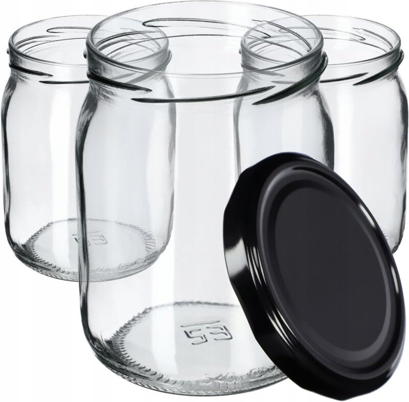 Kadax - Marmeladengläser mit Schraubdeckel - 540 ml - schwarz - 16 Stück