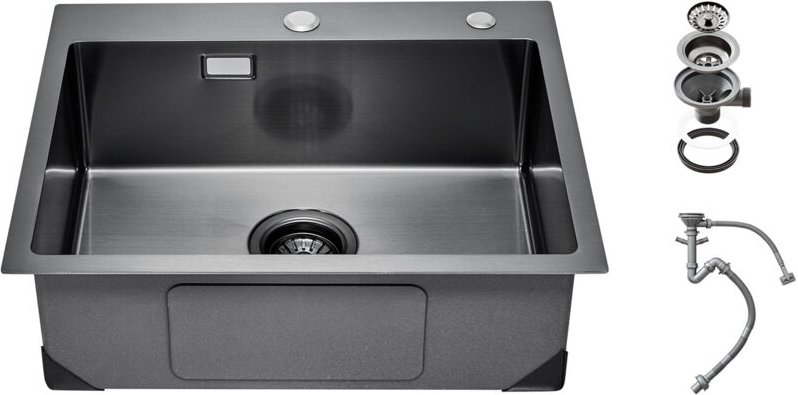 Thumbnail - Küchenspüle Einbauspüle Spülbecken 55 x 45 x 19 cm aus Edelstahl Spülen zur Montage auf der Oberseite, Einzelbecke Haush...