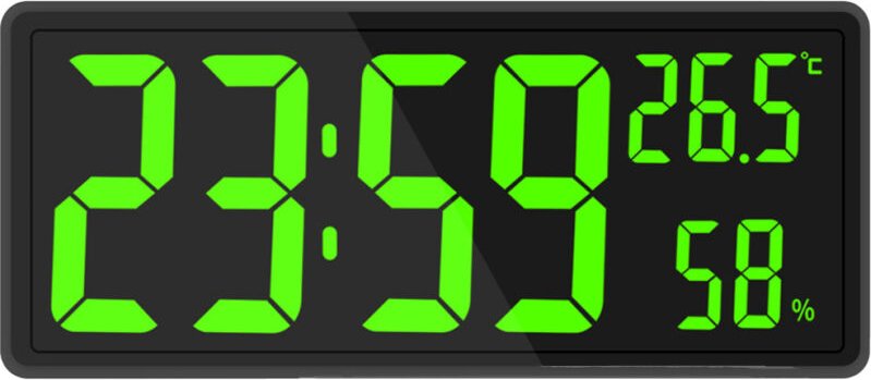 Digitaler Wecker, Wanduhr, LED-Digitalwecker mit großem Display, Temperaturanzeige, Datumsanzeige, USB-Anschluss für Zuh...