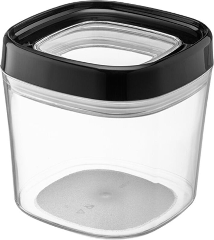 Recipiente para alimentos cuadrado transparente AMOS de 600 ml con tapa negra