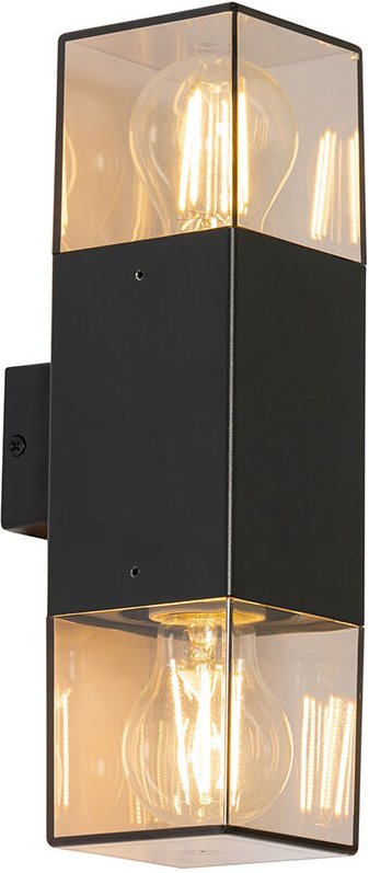 Außenwandleuchte schwarz mit Rauchschirm 2-flammig IP44 - Dänemark