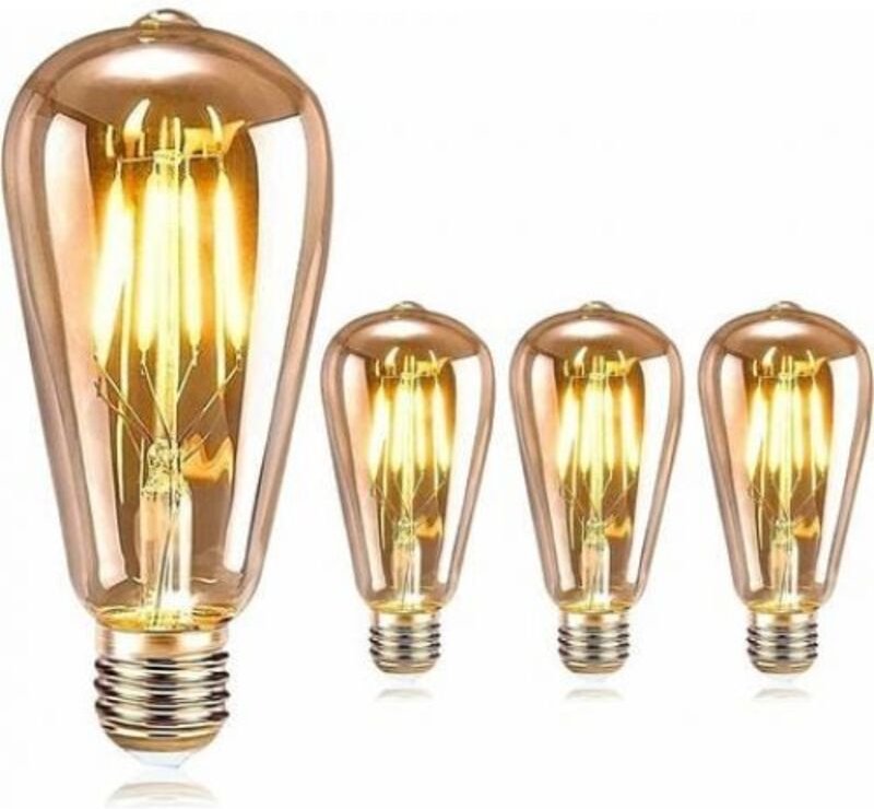 Edison LED-Glühbirne, E27 Retro Vintage Edison LED-Glühbirne 4W ST64 Nostalgische antike Dekorationslampe für Zuhause, R...