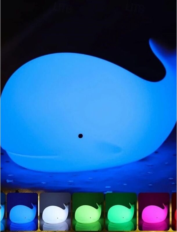 Wal-Nachtlicht aus weichem Silikon für Kinder - Wiederaufladbare USB-Nachtlampe - Sanftes und beruhigendes Licht