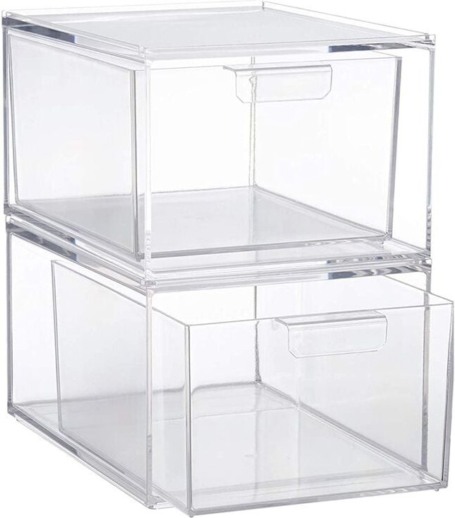 Tlily - Stapelbare, durchsichtige Schubladen aus Kunststoff, 11,4 cm hoch, zum Organisieren von Kosmetik- und Schönheits...