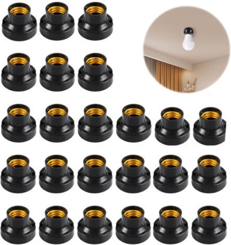 24 Stück E27 Baustellen-Lampenfassung zum Schrauben, E27 Lampensockel, Deckeneinbauspot, für Glühbirnen und Halogenlampe...
