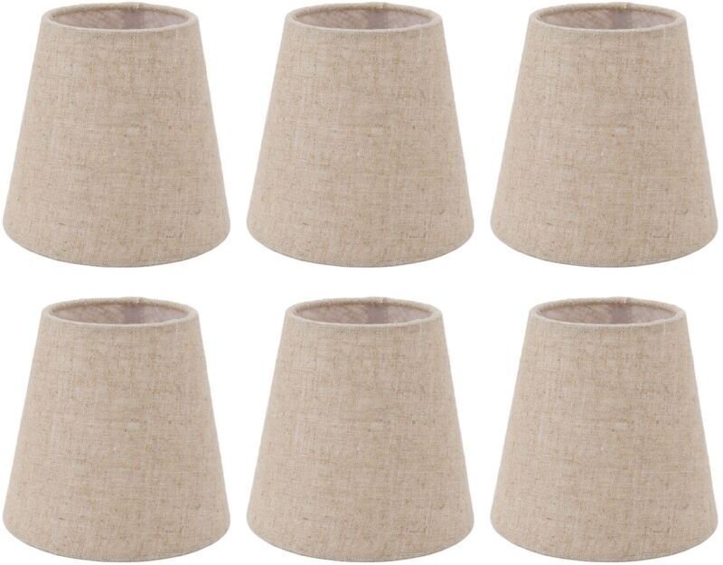 6 Stück kleine Lampenschirme zum Anklippen, Trommel-Lampenschirm aus Leinenstoff für Kerzenlampen, Beleuchtungszubehr
